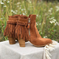 Ботильоны с бахромой из рыжей замши Арт. 805-3/24ст