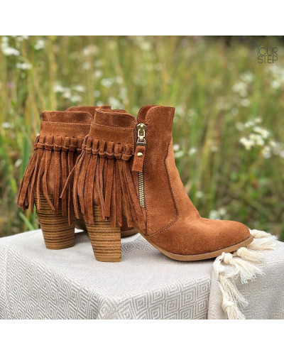 Ботильоны с бахромой из рыжей замши Арт. 805-3/24ст
