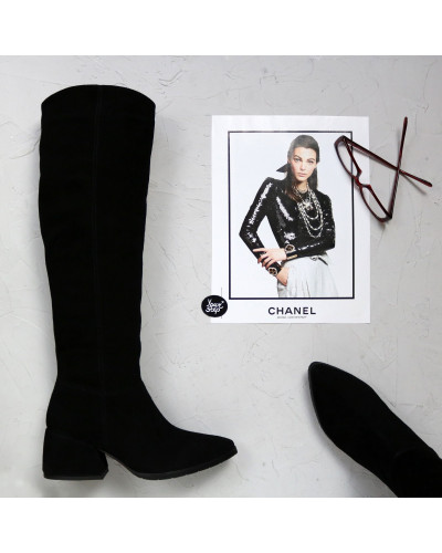 Прямі чоботи на підборах Арт. 657-14/w324Ок