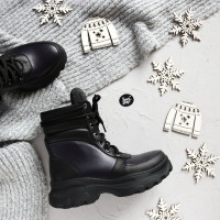 Ботинки со шнуровкой из черной кожи со вставками Арт. As-2/247