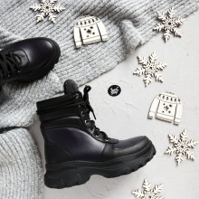 Ботинки со шнуровкой из черной кожи со вставками Арт. As-2/247