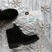 Ботинки со шнуровкой из черной замши Арт. 51-3/21855