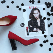 Туфлі-човники з червоного велюру Арт. 35-1/44Ок