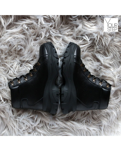 Ботинки со шнуровкой из черной кожи флотар  Арт. As-4/247-P