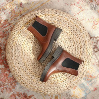 Ботинки Челси из рыжей кожи  Арт. 12-1/As17