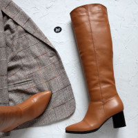 Класичні чоботи із рудої шкіри Арт. 657-14/45