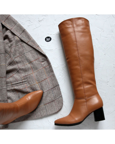 Класичні чоботи із рудої шкіри Арт. 657-14/45