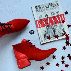 Ботильоны красного цвета с обтяжным каблуком Арт. 657-10/w324Ок