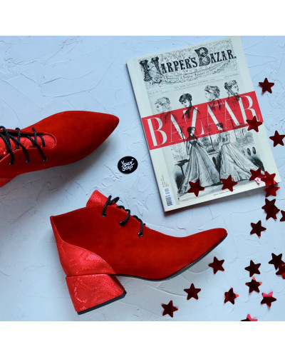 Ботильоны красного цвета с обтяжным каблуком Арт. 657-10/w324Ок