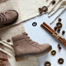 Ботинки со шнуровкой из нубука бежевого цвета Арт. As-4/025