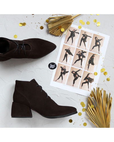 Ботильоны из замши цвета шоколад Арт. 657-10/w324Ок