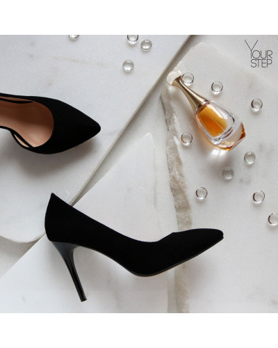 Туфлі-човники з чорного велюру Арт. 35-5