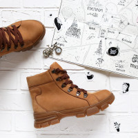 Ботинки со шнуровкой из рыжего нубука Арт. As-4/15-P