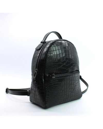 Рюкзак з чорної шкіри під рептилію Арт. YS-2523