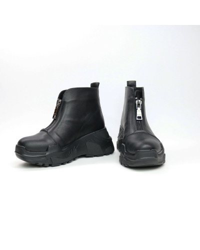 Ботинки из черной кожи с молнией спереди Арт. As-7/21950