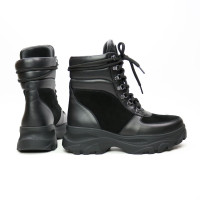 Ботинки со шнуровкой из черной кожи и замши Арт. As-2P/247