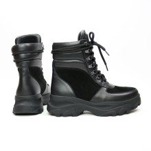 Ботинки со шнуровкой из черной кожи и замши Арт. As-2P/247