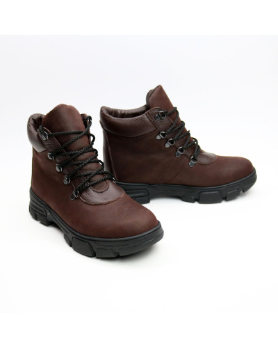 Ботинки со шнуровкой из кожи оттенка шоколад Арт. As-3/15