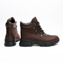 Ботинки со шнуровкой из кожи оттенка шоколад Арт. As-3/15