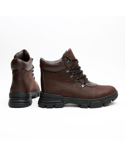 Ботинки со шнуровкой из кожи оттенка шоколад Арт. As-3/15