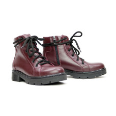 Ботинки со шнуровкой из кожи цвета бордо Арт. As-4/17