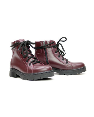 Ботинки со шнуровкой из кожи цвета бордо Арт. As-4/17
