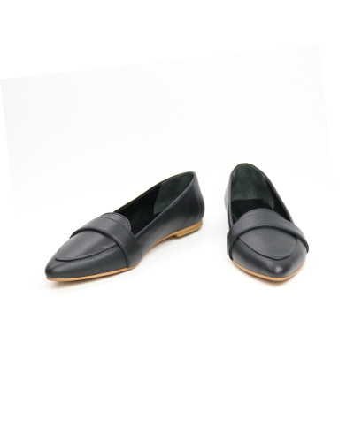 Черные кожаные балетки с острым носком (Арт. 17-7П)