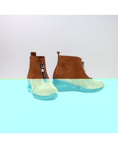 Ботинки из рыжей замши с молнией спереди Арт. As-7/21955