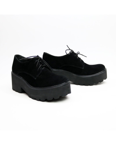 Туфли из черной замши на тракторной подошве Арт. 32-1/21875