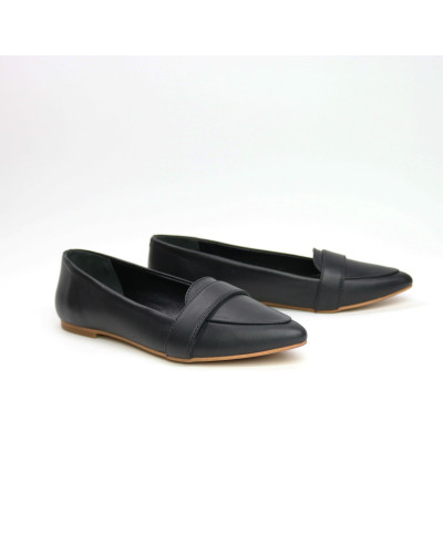 Черные кожаные балетки с острым носком (Арт. 17-7П)