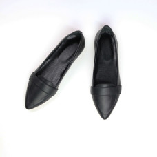 Чорні шкіряні балетки з гострим носком — стримана жіночність та бездоганний комфорт (Арт. 17‑7П)