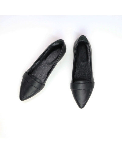 Черные кожаные балетки с острым носком (Арт. 17-7П)