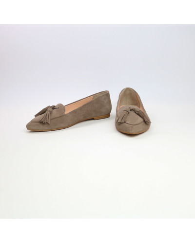 Замшевые балетки с кистями в цвете капучино (Арт.17-7К)