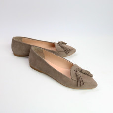 Замшеві балетки з китицями в кольорі капучино — витонченість і щоденний комфорт (Арт. 17‑7К)