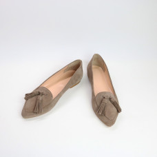 Замшеві балетки з китицями в кольорі капучино — витонченість і щоденний комфорт (Арт. 17‑7К)