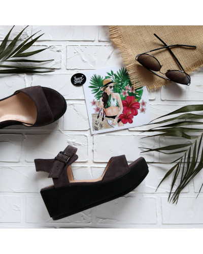 Босоніжки з замші на танкетці Арт. 352-2