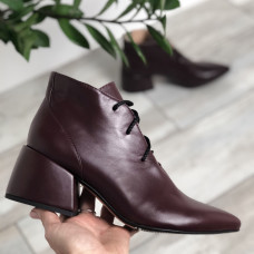 Ботильоны из кожи цвета бордо Арт. 657-10/w324Ок