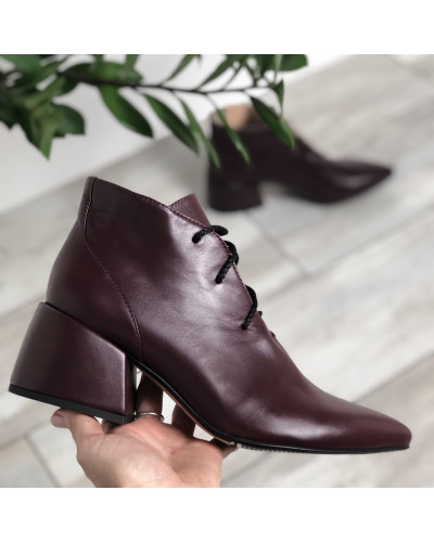 Ботильоны из кожи цвета бордо Арт. 657-10/w324Ок