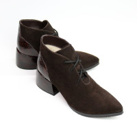 Ботильоны из замши цвета шоколад с обтяжным каблуком Арт. 657-10/w324Ок
