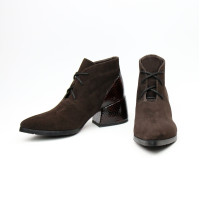 Ботильоны из замши цвета шоколад с обтяжным каблуком Арт. 657-10/w324Ок