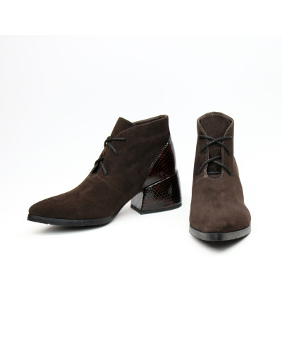 Ботильоны из замши цвета шоколад с обтяжным каблуком Арт. 657-10/w324Ок