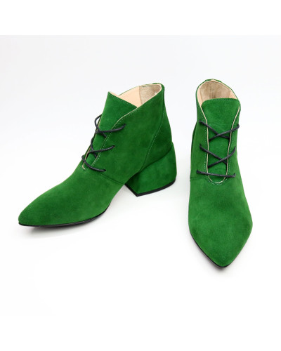 Ботильоны из замши зеленого цвета Арт. 657-10/w324Ок
