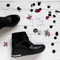 Ботинки из кожи и замши черного цвета Арт. As-5/21881