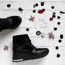 Ботинки из кожи и замши черного цвета Арт. As-5/21881