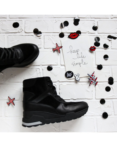 Ботинки из кожи и замши черного цвета Арт. As-5/21881