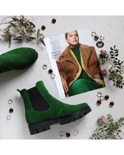 Челсі із зеленої замші  Арт. 12-1(S2)