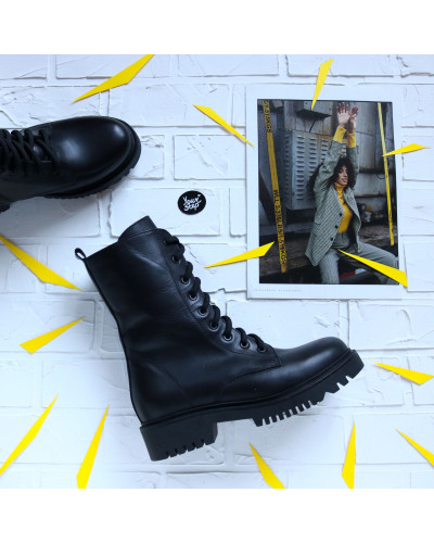 Чорні шкіряні черевики Арт. 12-30/21855б/ф