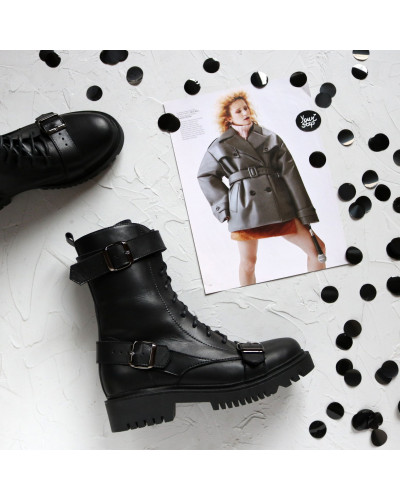 Черевики із чорної шкіри Арт. 12-30R/21855