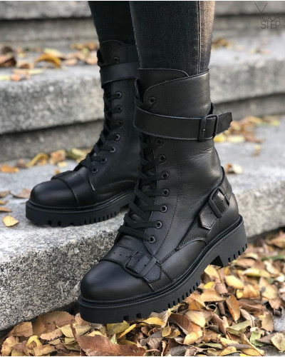 Черевики із чорної шкіри Арт. 12-30R/21855