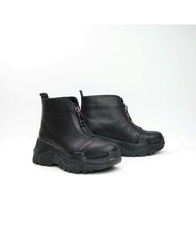 Ботинки из черной кожи с молнией спереди Арт. As-7/21950